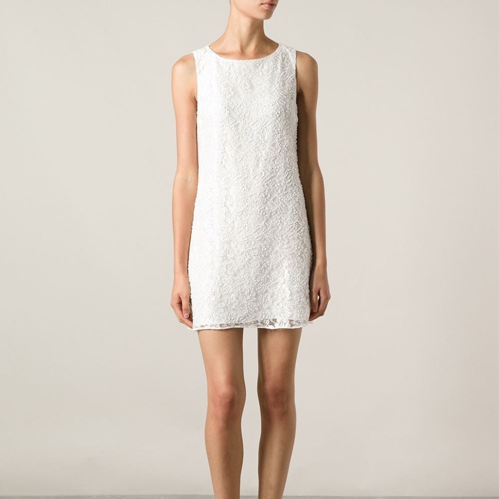 alice + olivia white beaded mini dress